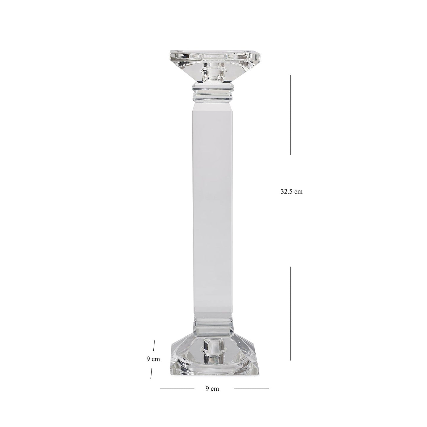 Clear Crystal Pillar Shaped Candle Holder- Large