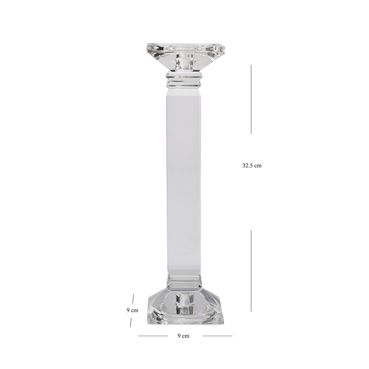 Clear Crystal Pillar Shaped Candle Holder- Large