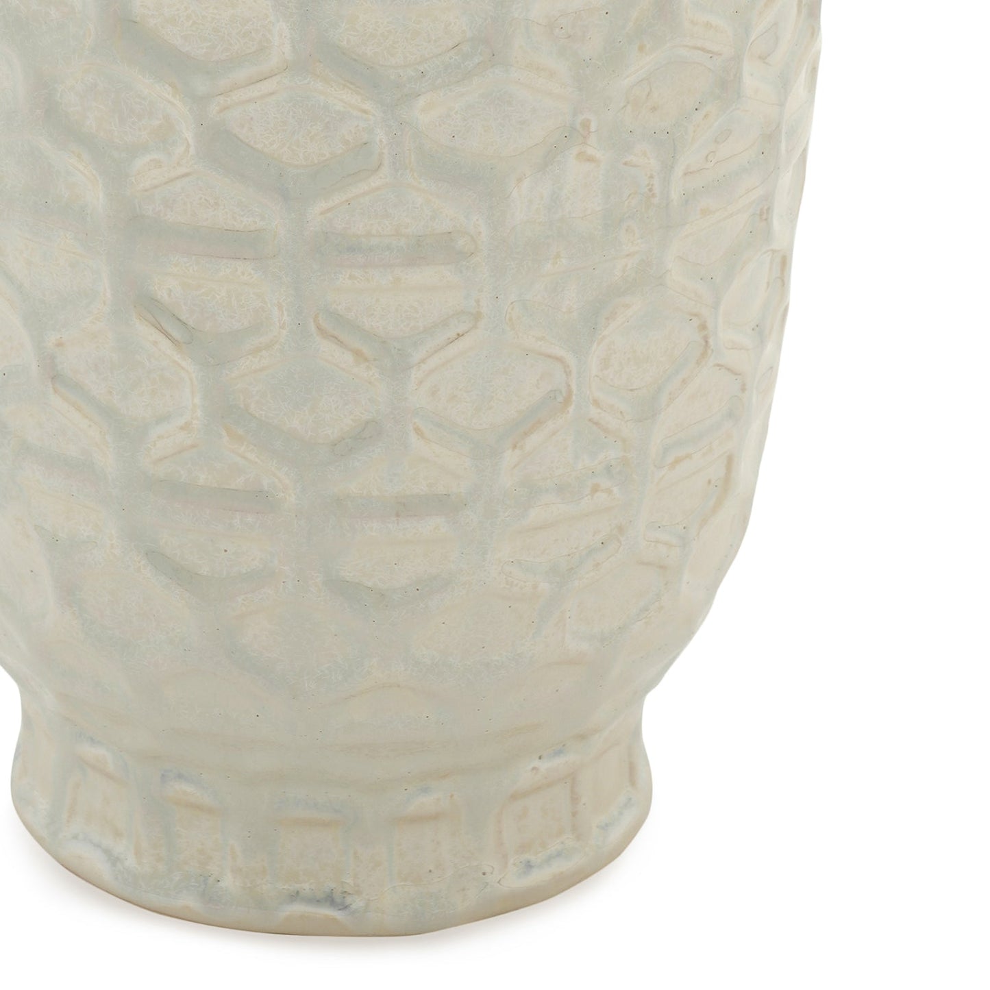White Honeycomb Pearl Finish Ceramic Vase - Medium