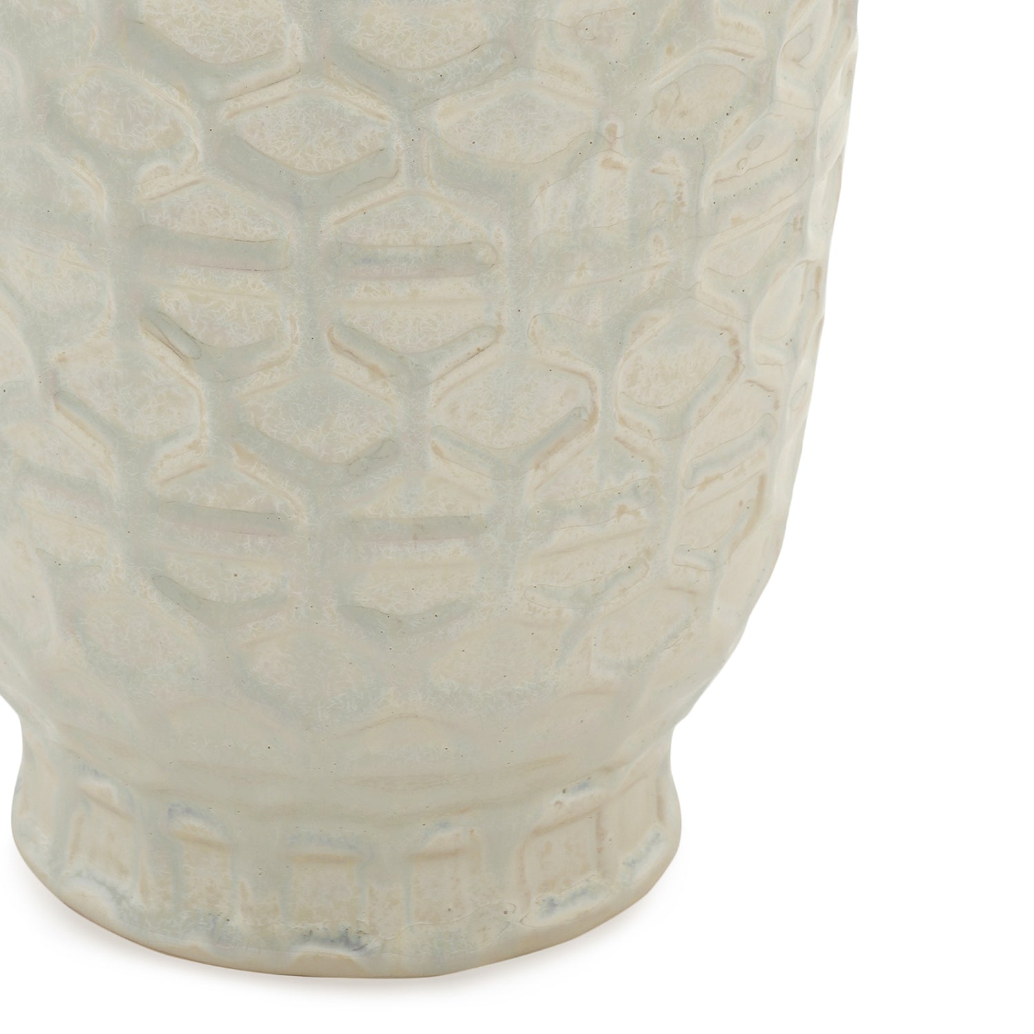 White Honeycomb Pearl Finish Ceramic Vase - Medium