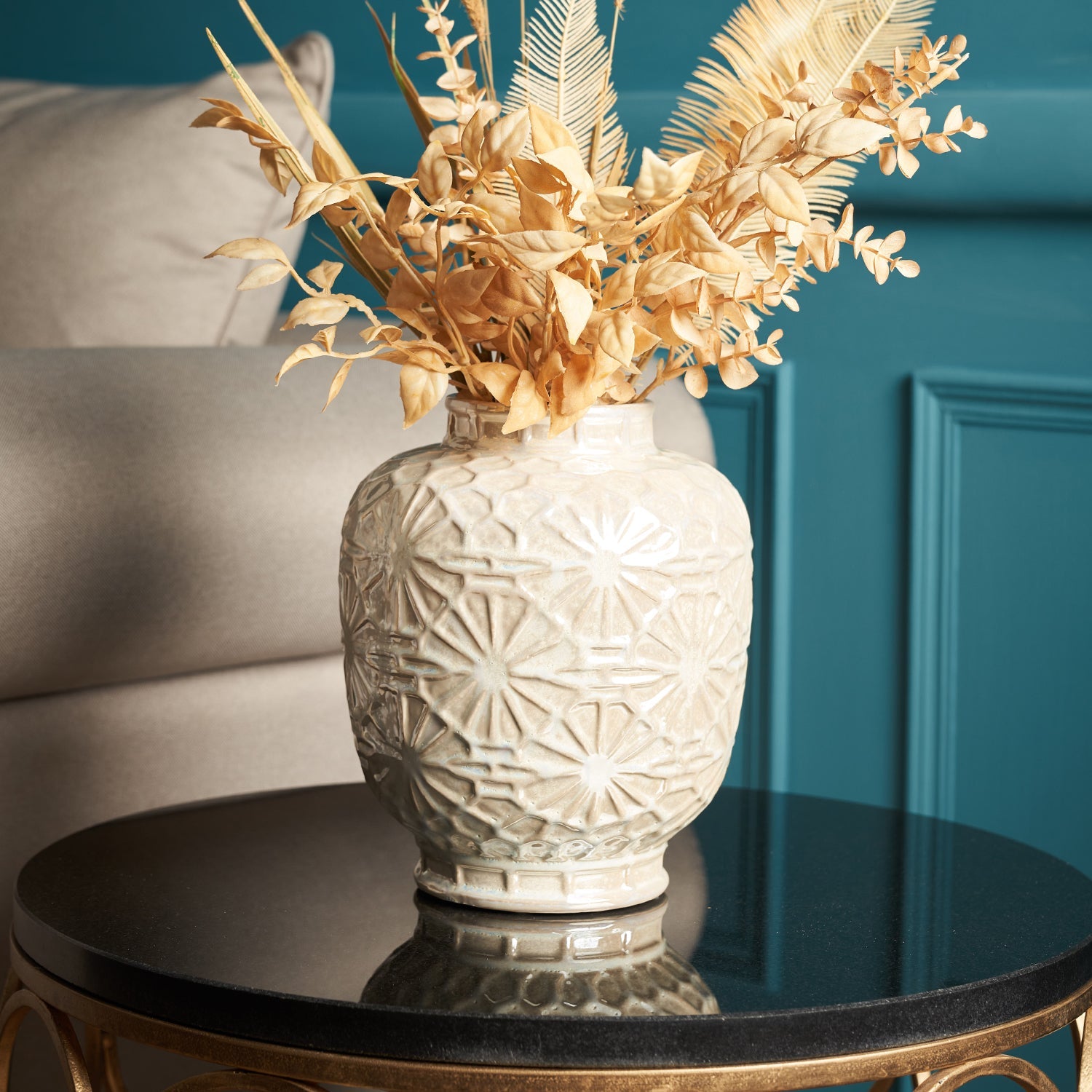 White Floral Ceramic Vase