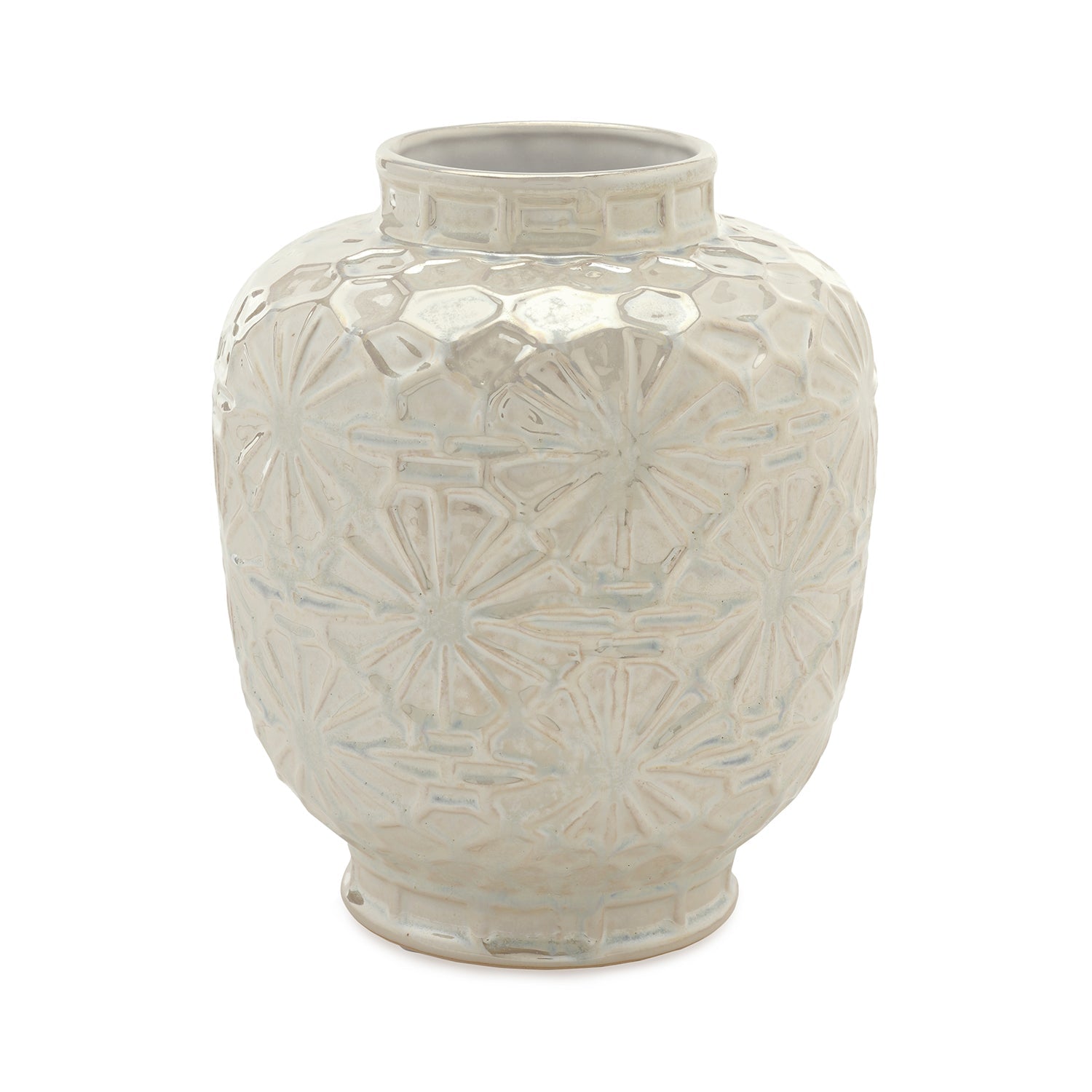 White Floral Ceramic Vase
