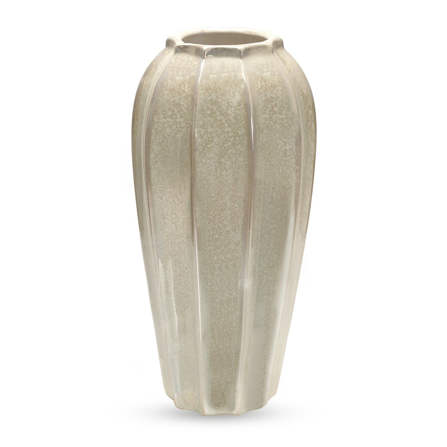 Ivory Pearl Finish Ceramic Vase - Large