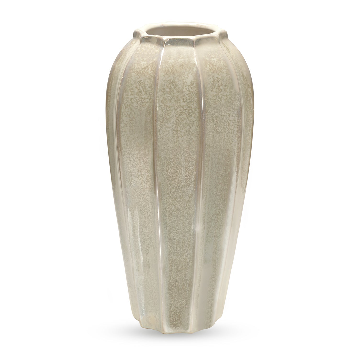 Ivory Pearl Finish Ceramic Vase - Large