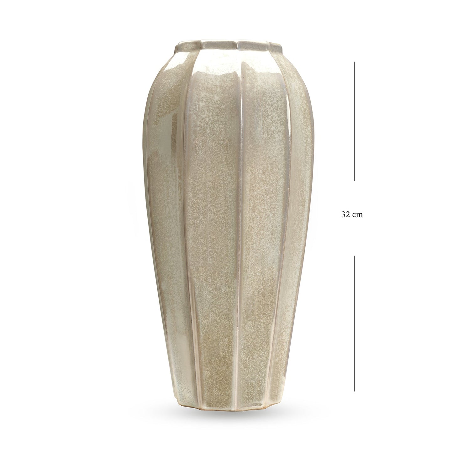 Ivory Pearl Finish Ceramic Vase - Large