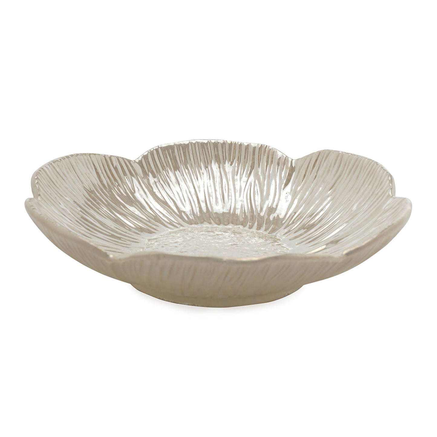 White Floral Glazed Ceramic Platter - Medium