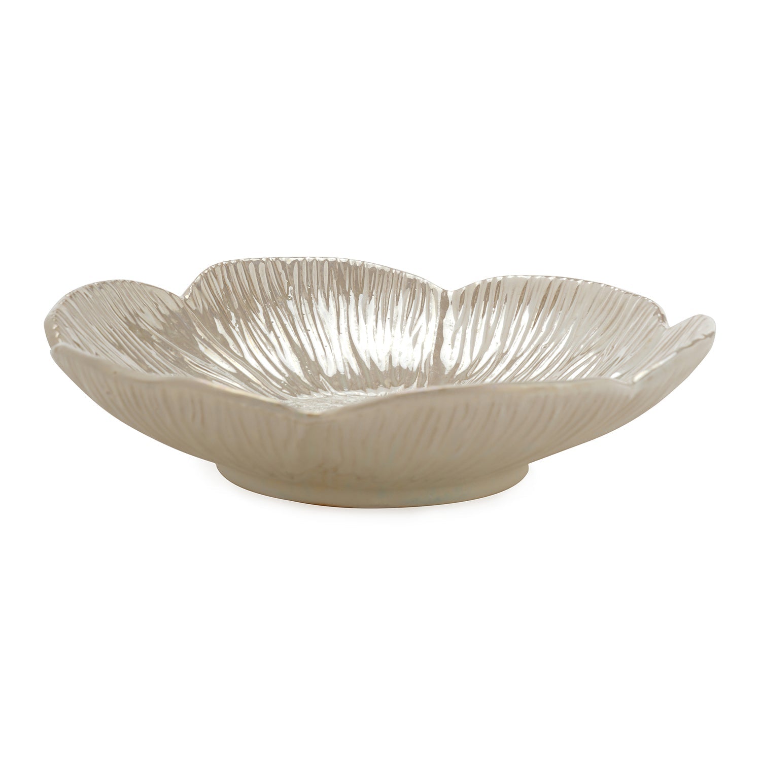 White Floral Glazed Ceramic Platter - Medium