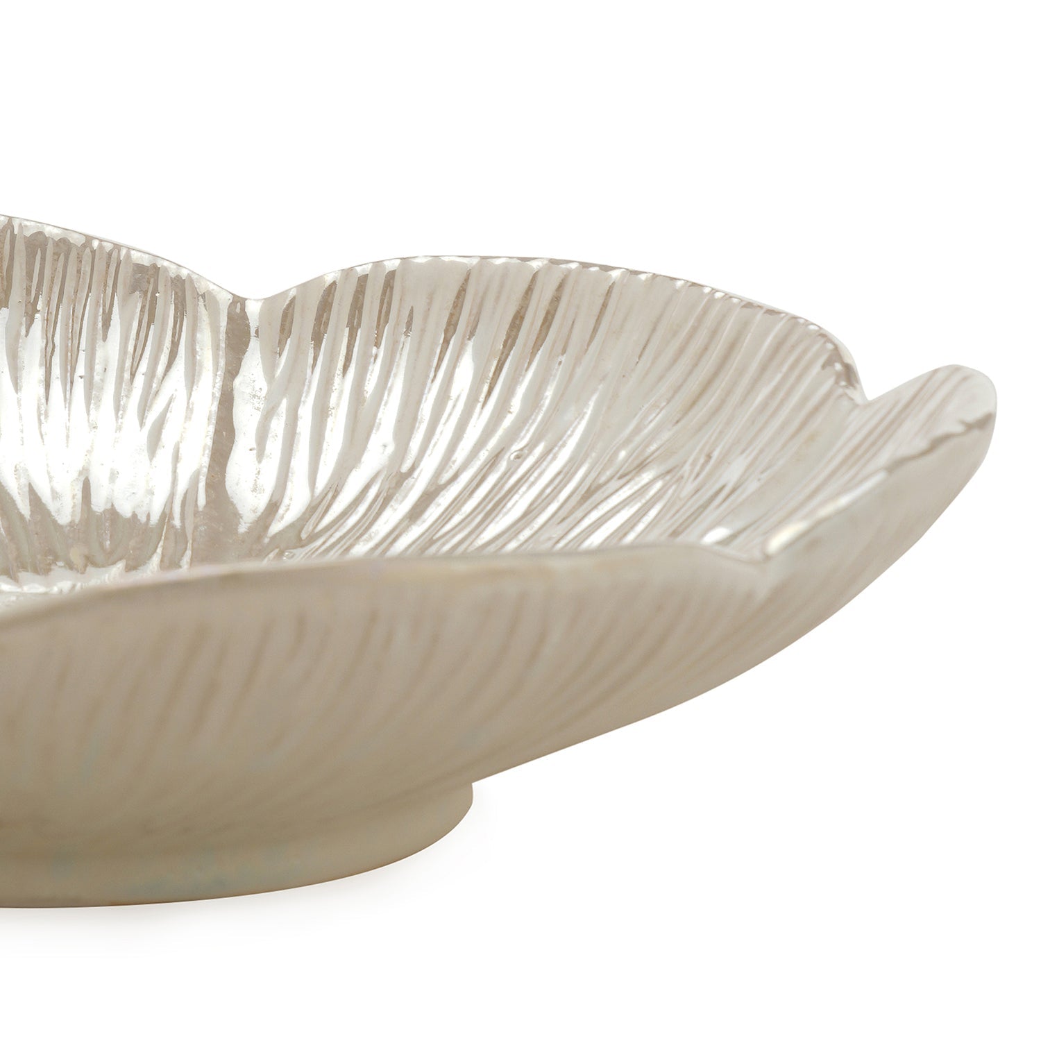 White Floral Glazed Ceramic Platter - Medium