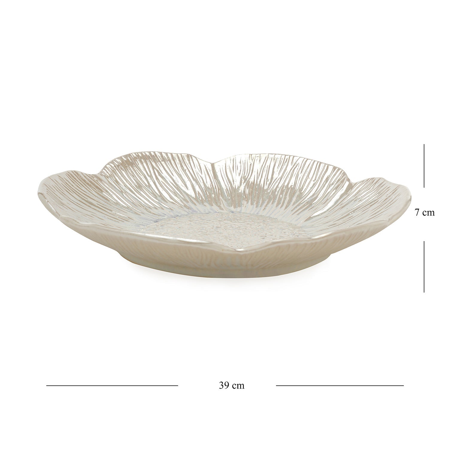 White Floral Glazed Ceramic Platter - Large