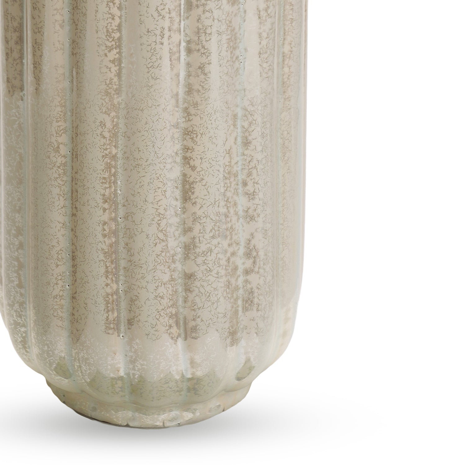 Ivory Pearl Finish Tall Ribbed Vase - Medium