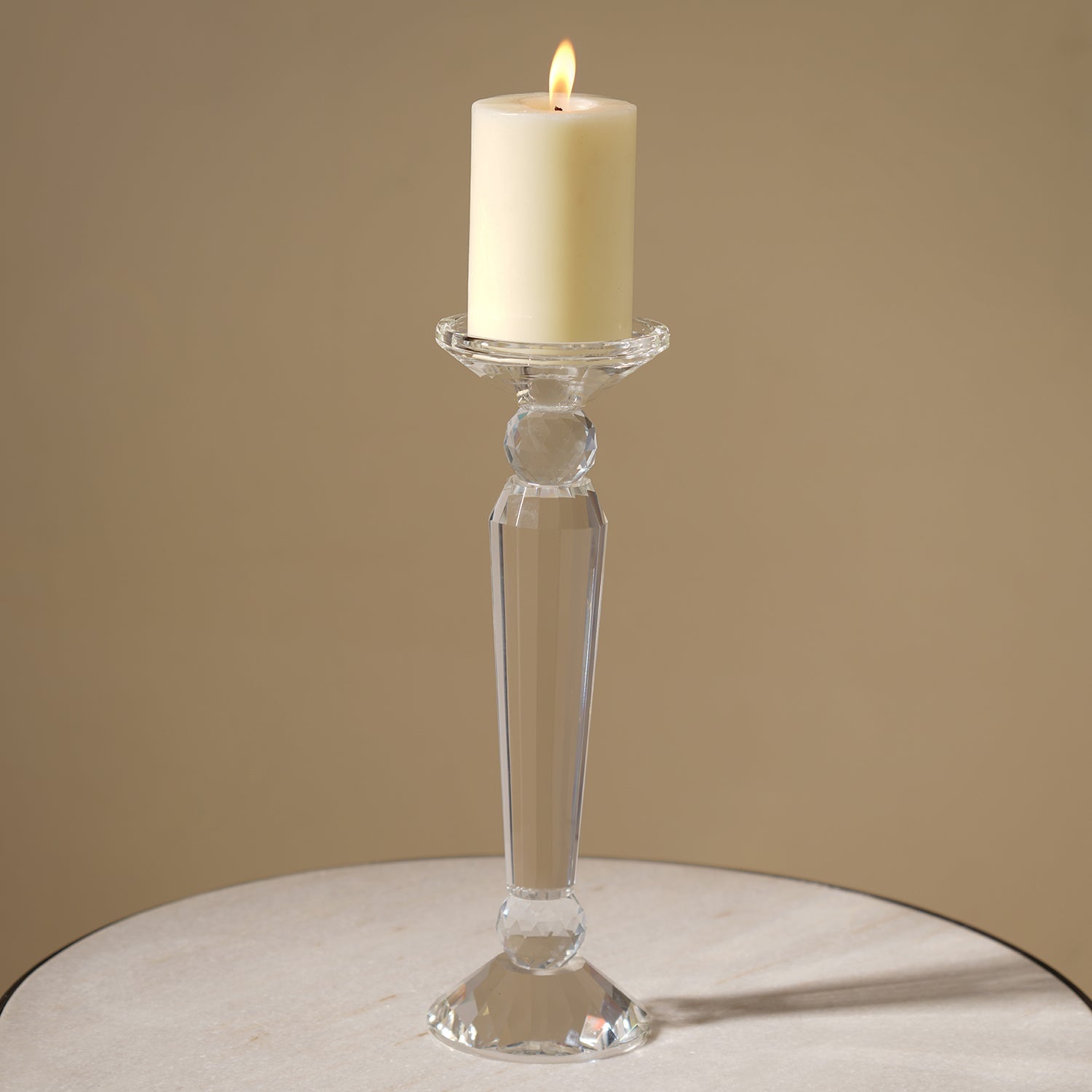 Clear Crystal Candle Holder - Large