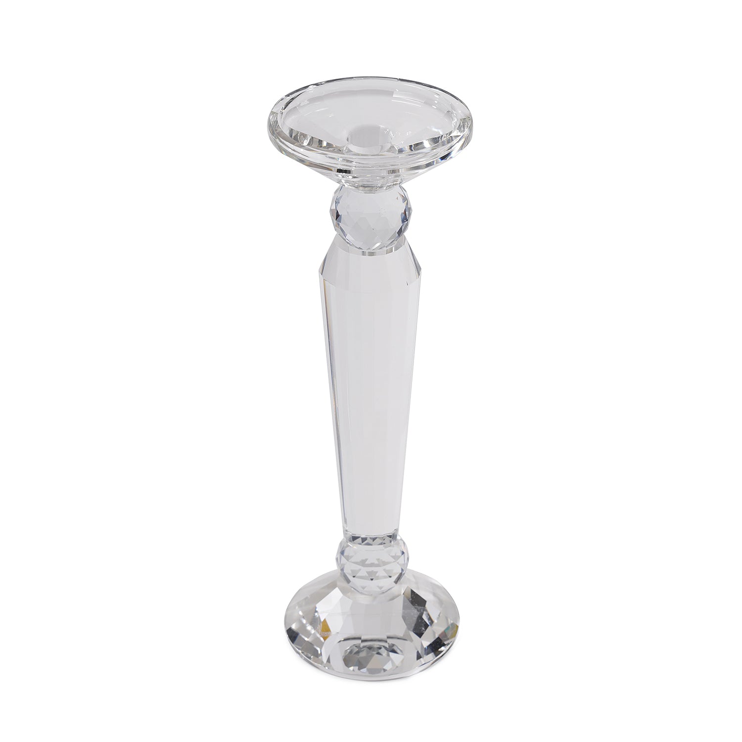 Clear Crystal Candle Holder - Large