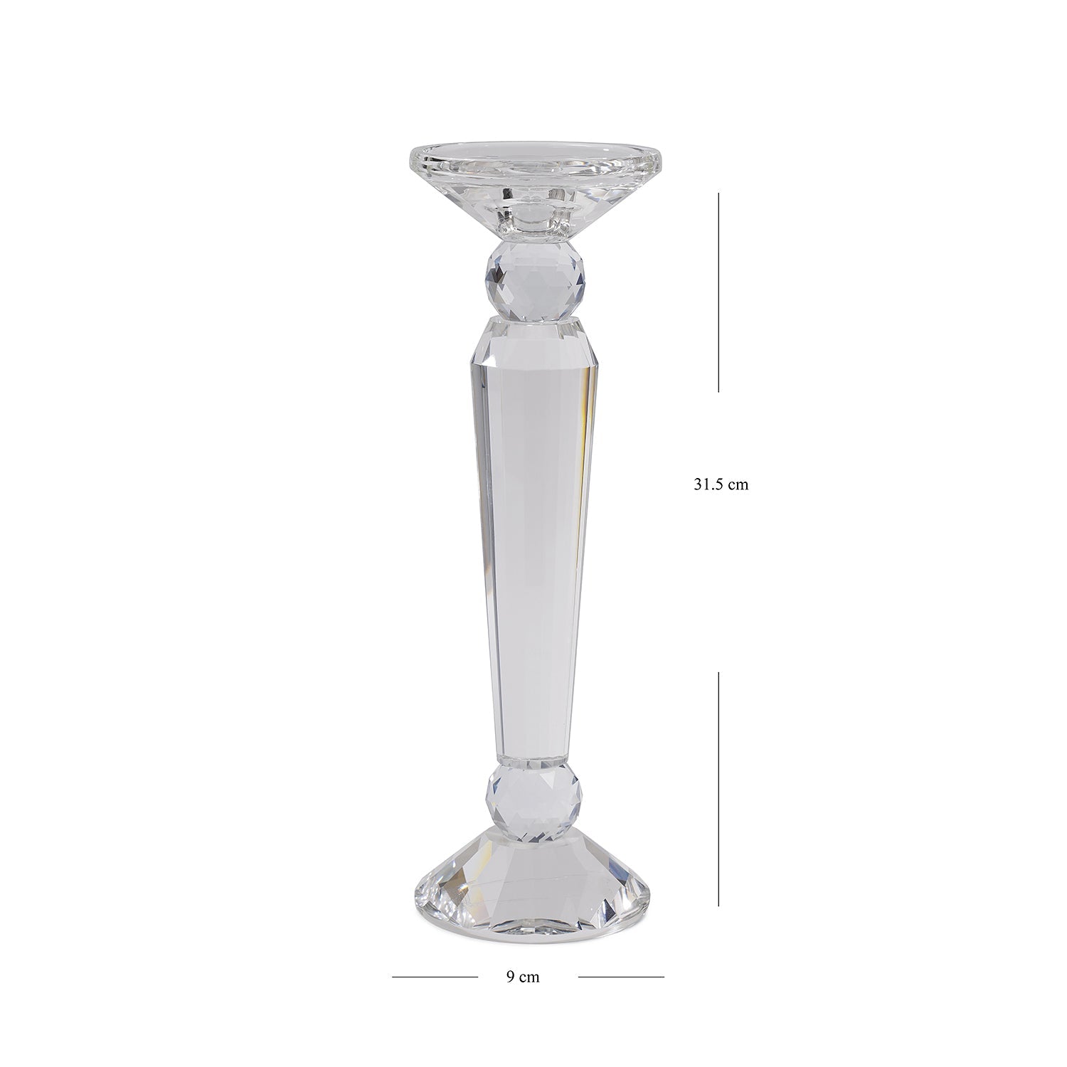 Clear Crystal Candle Holder - Large