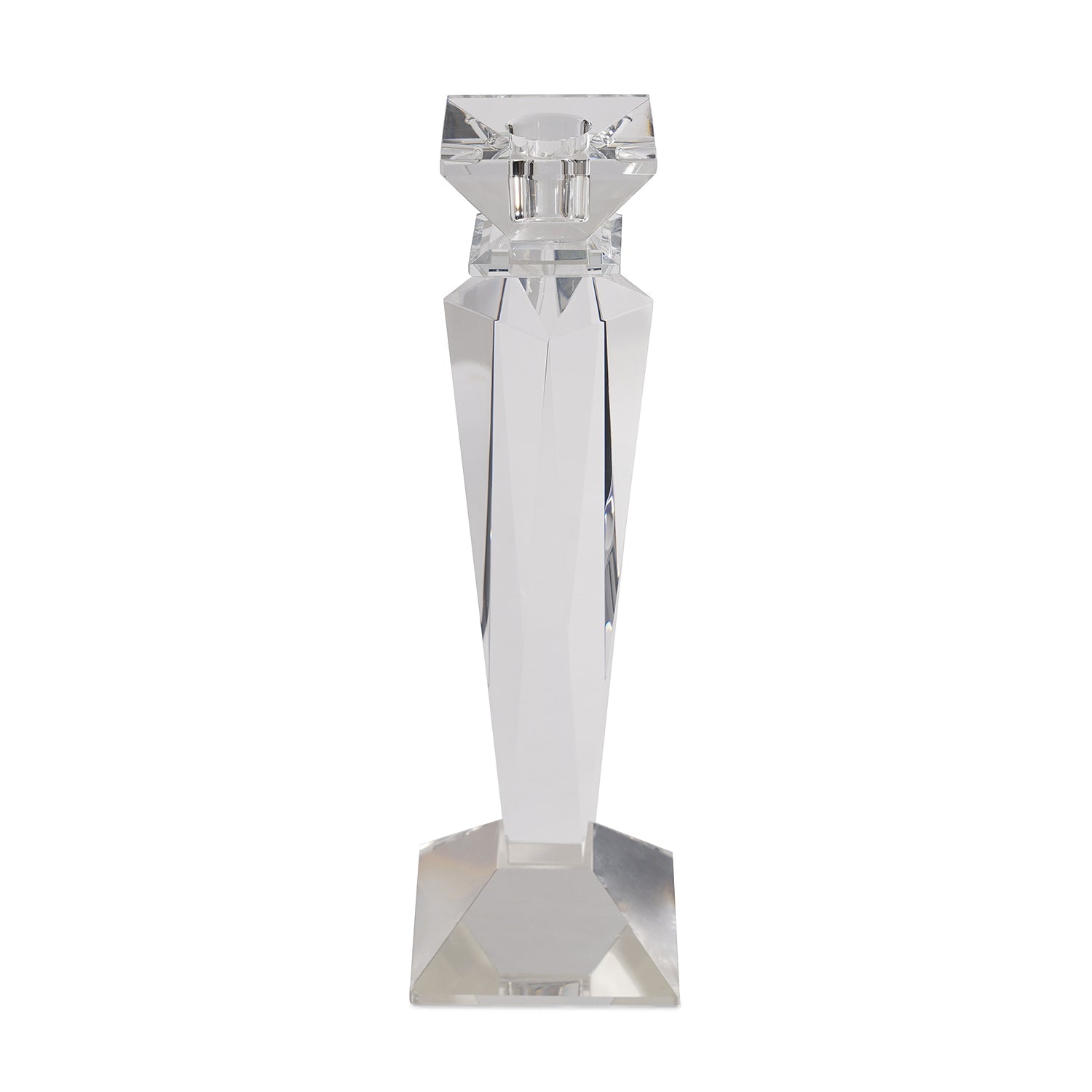 Clear Crystal Tapered Candle Holder- Large