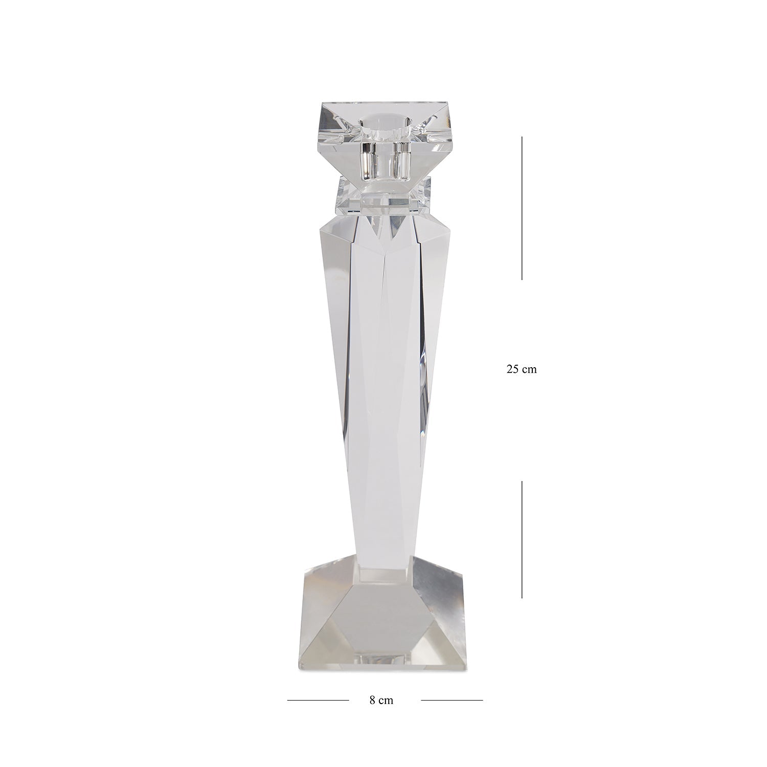 Clear Crystal Tapered Candle Holder- Large