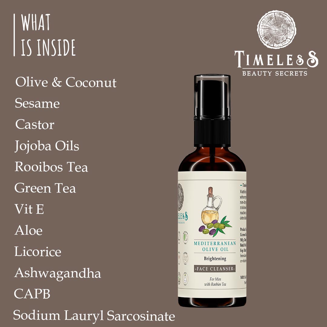 Mediterranean Olive Oil Brightening Face Cleanser For Men With Rooibos Tea 100ml