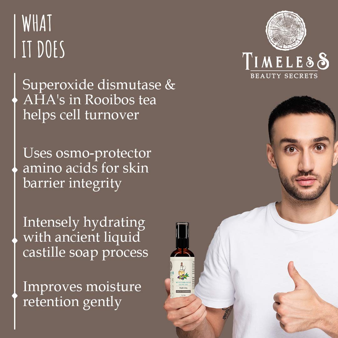 Mediterranean Olive Oil Brightening Face Cleanser For Men With Rooibos Tea 100ml