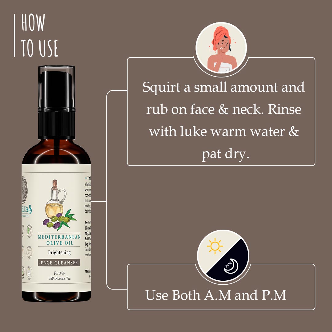 Mediterranean Olive Oil Brightening Face Cleanser For Men With Rooibos Tea 100ml