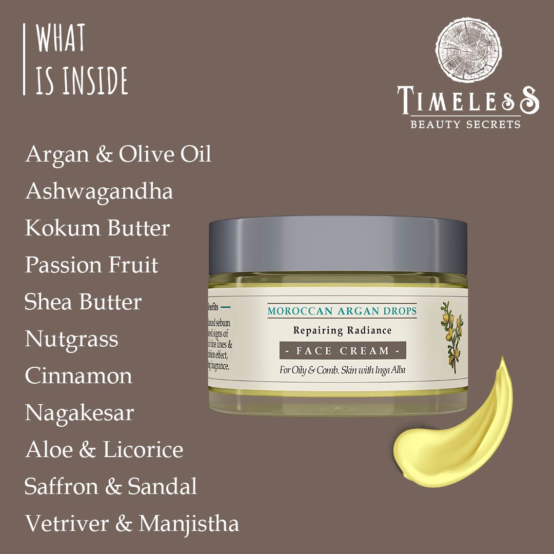Moroccan Argan Drops Repairing Radiance Face Cream for Young Oily & Combination Skin 50g