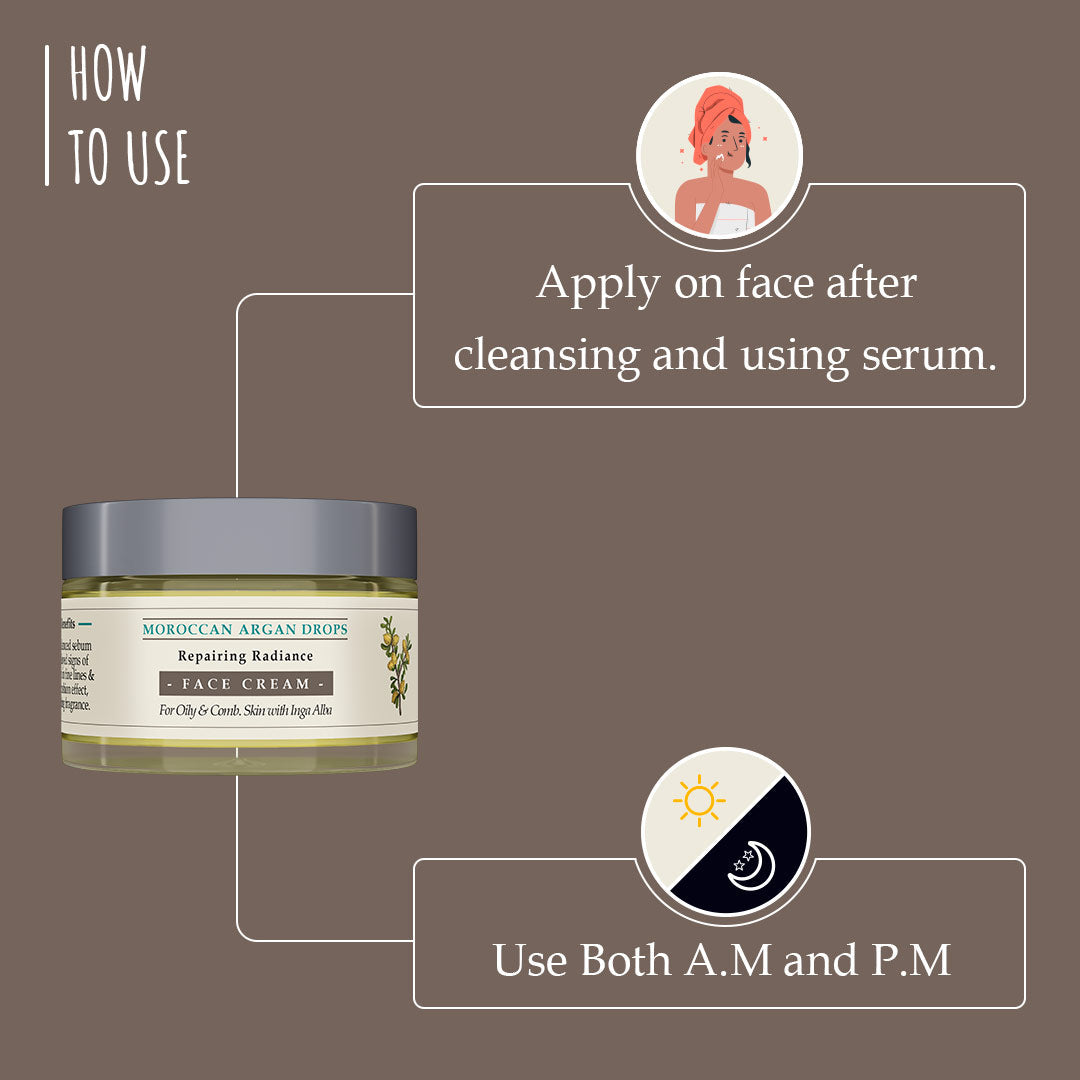 Moroccan Argan Drops Repairing Radiance Face Cream for Young Oily & Combination Skin 50g
