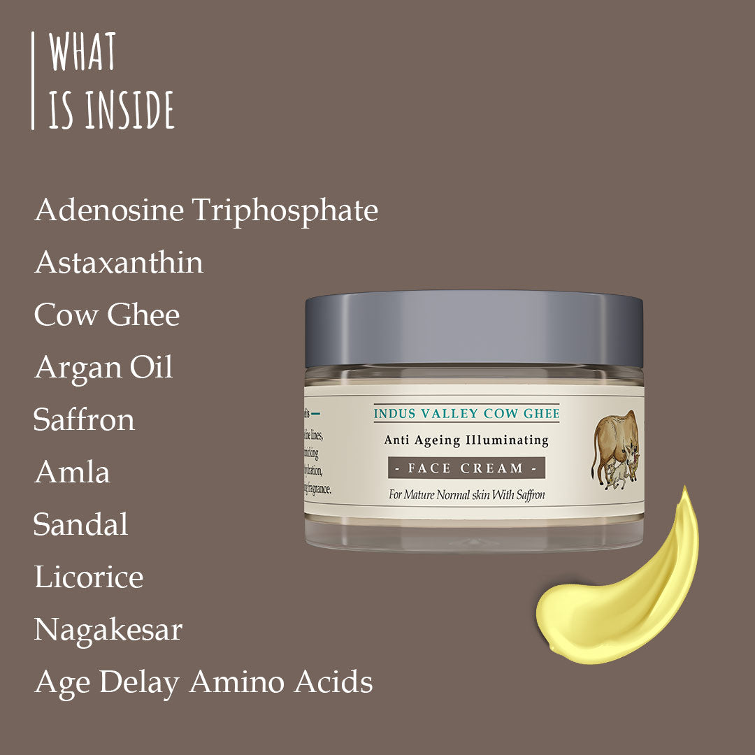 Indus Valley Cow Ghee Anti Ageing Face Cream For Normal Skin 30g