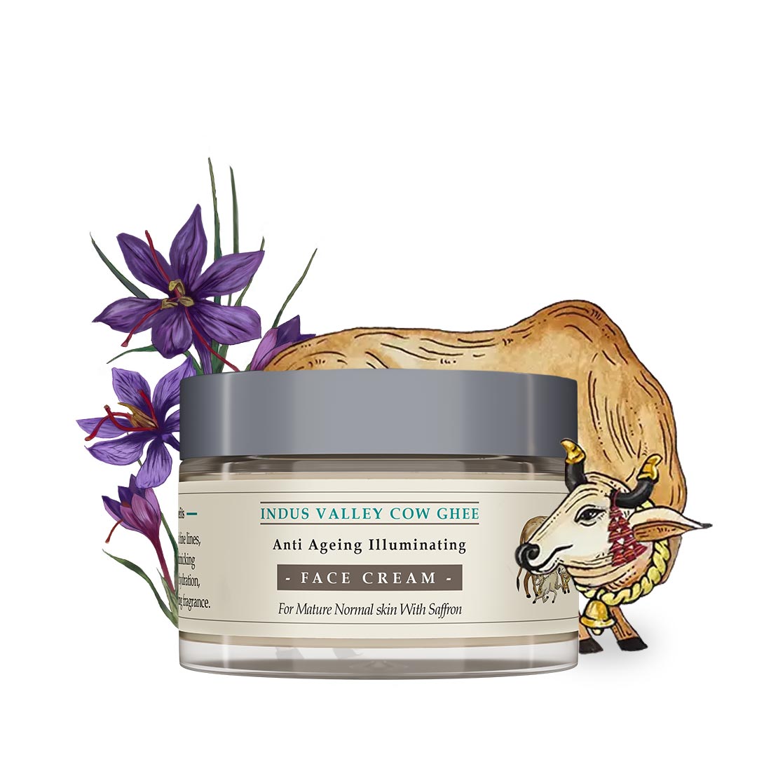 Indus Valley Cow Ghee Anti Ageing Face Cream For Normal Skin 50g