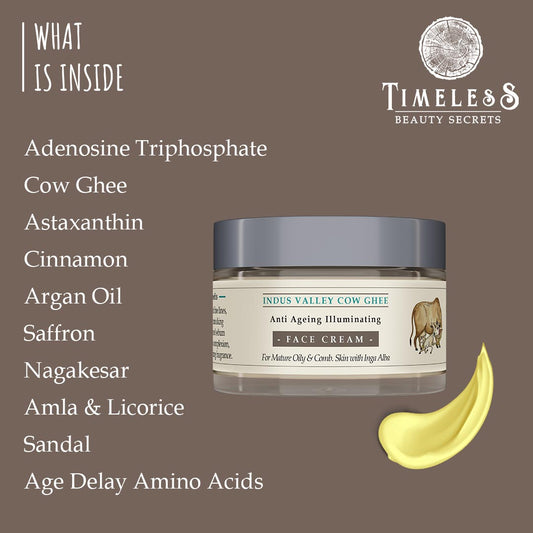 Indus Valley Cow Ghee Anti Ageing Face Cream For Oily & Combination Skin 50g