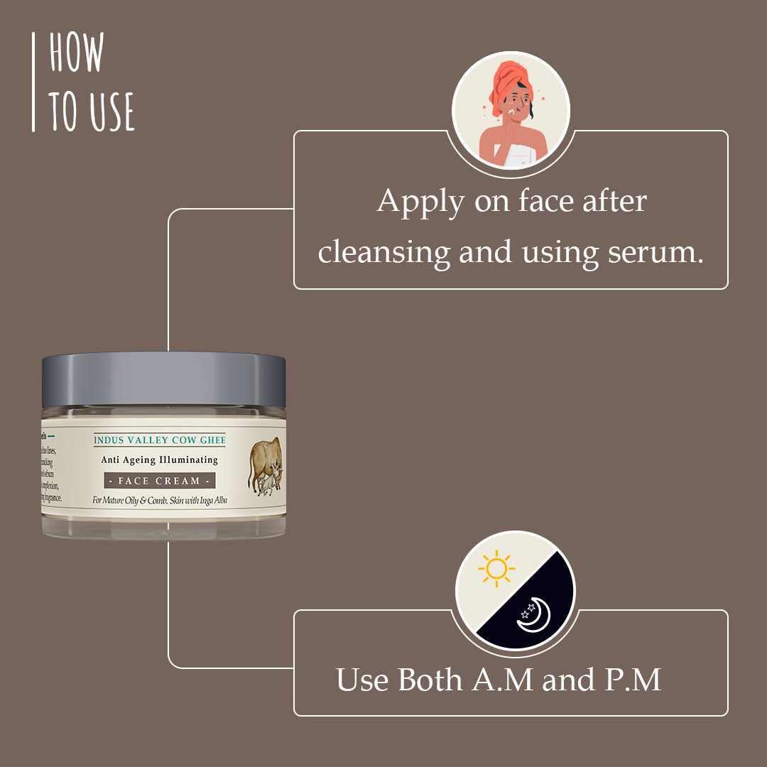Indus Valley Cow Ghee Anti Ageing Face Cream For Oily & Combination Skin 50g