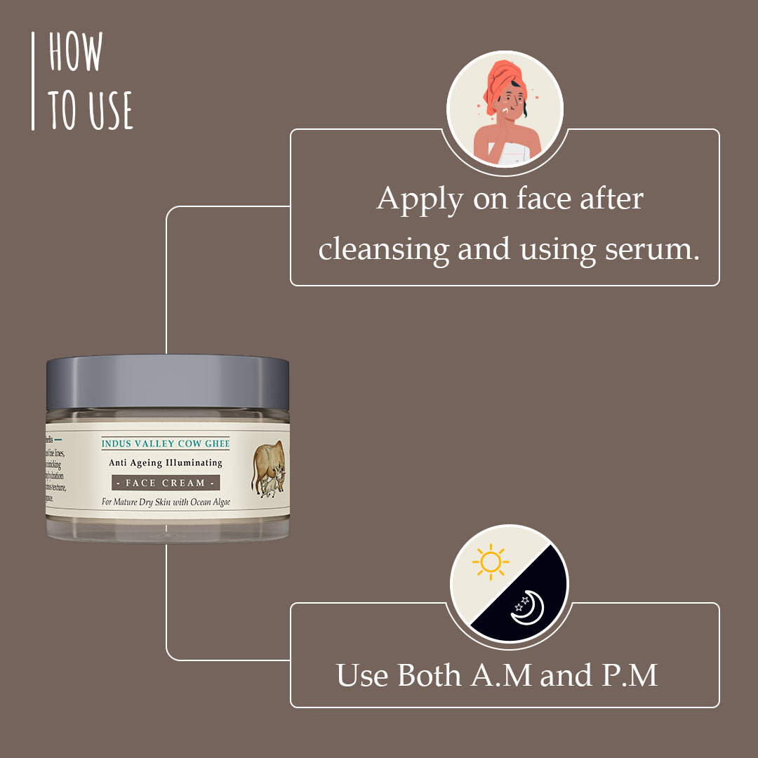 Indus Valley Cow Ghee Anti Ageing Face Cream For Dry Skin 30g