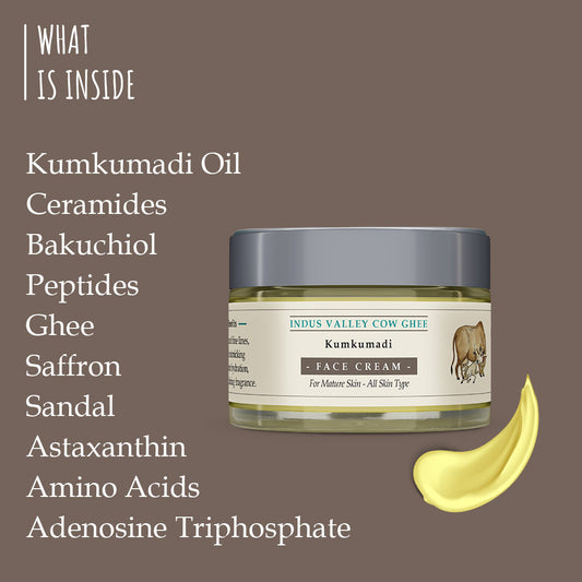 Indus Valley Cow Ghee Anti Ageing Face Cream For All Skin Types With Kumkumadi Oil 30g