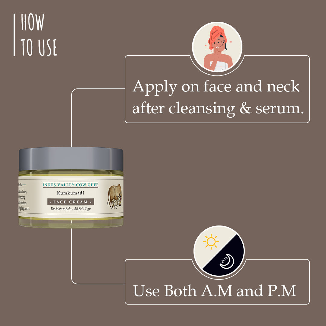 Indus Valley Cow Ghee Anti Ageing Face Cream For All Skin Types With Kumkumadi Oil 50g