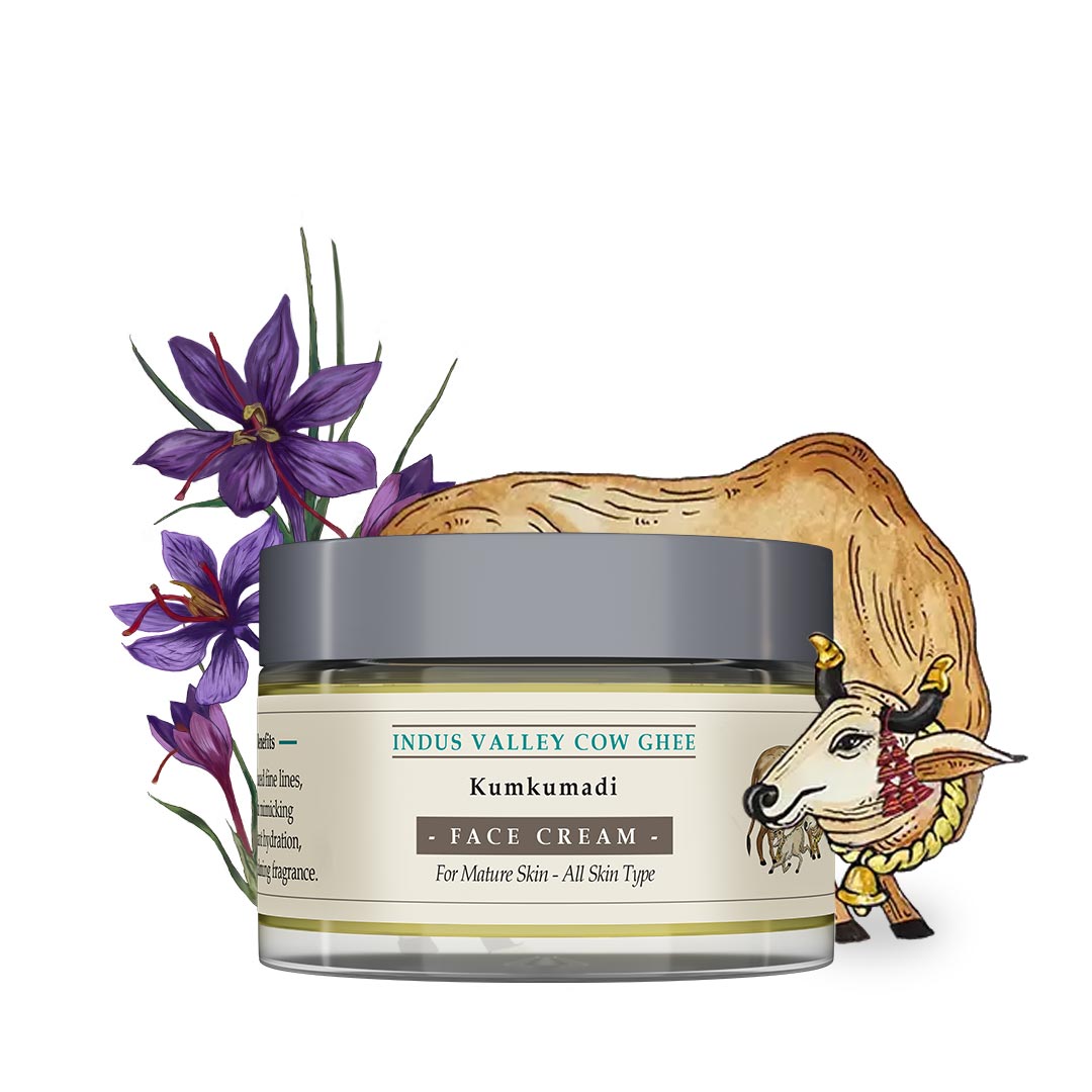 Indus Valley Cow Ghee Anti Ageing Face Cream For All Skin Types With Kumkumadi Oil 30g