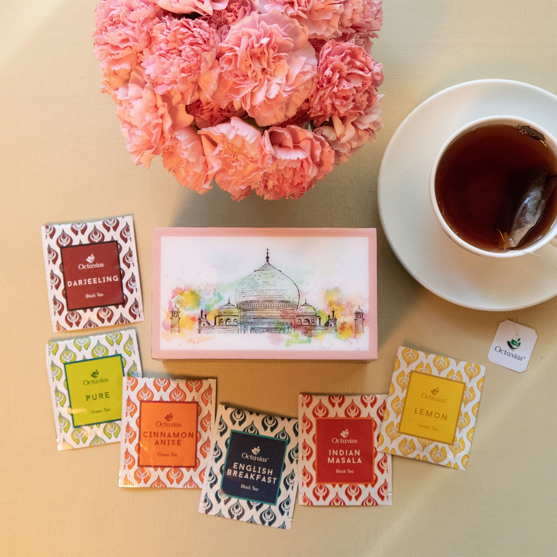 Assortment of Fine Teas- 30 Tea Bags Taj Print Wooden Box 470g