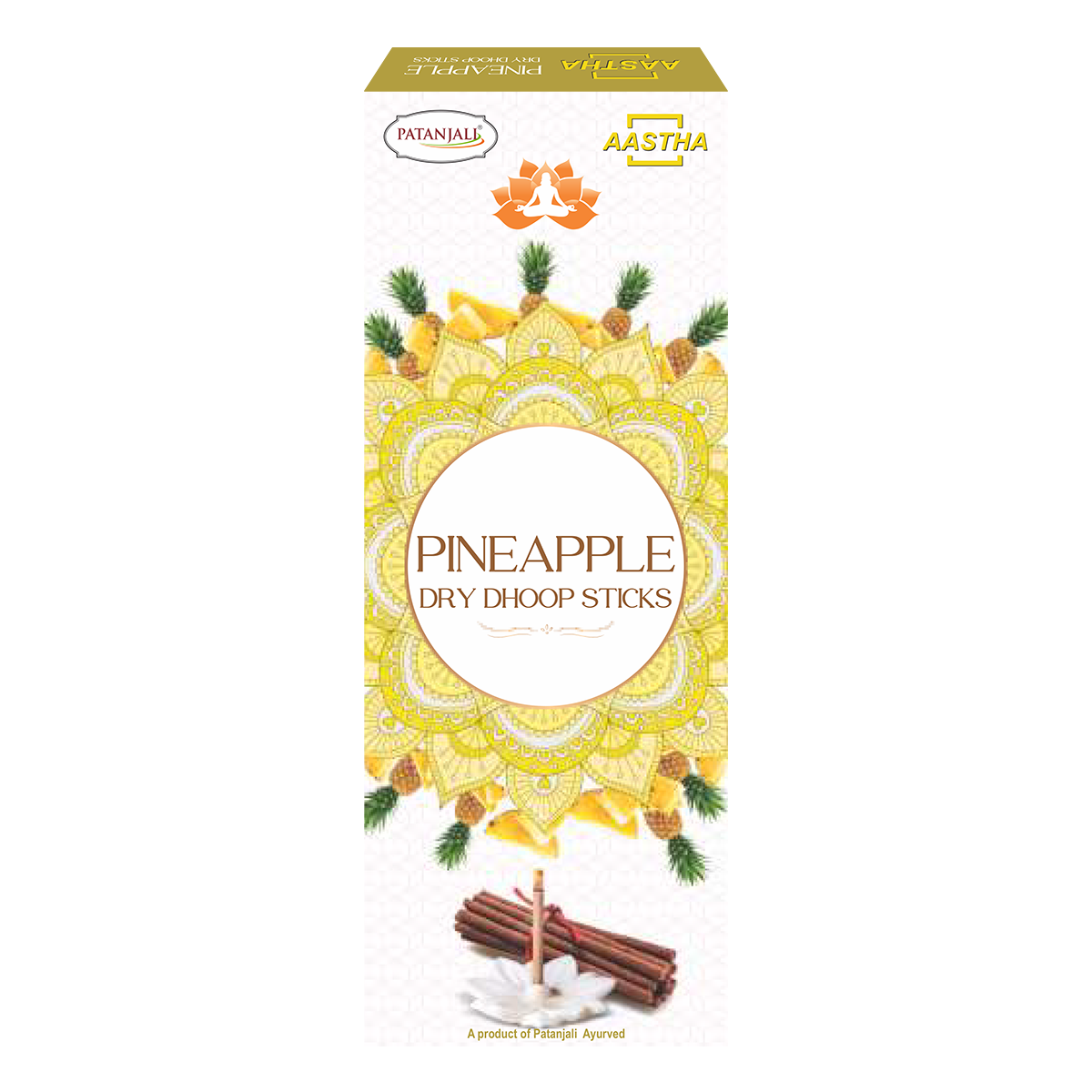 Aastha Pineapple Dry Dhoop Sticks - 10 N