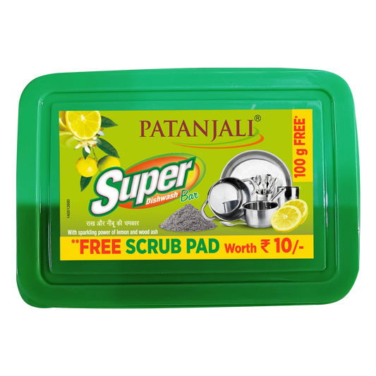 Patanjali Super Dish Wash Bar-600g (500g+100g)+ Scrub Pad