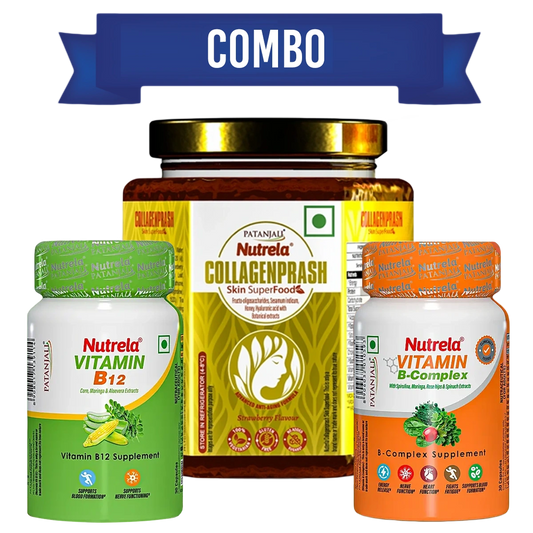 Combo-Nutrela Collagenprash (400G) + Nutrela B12 Capsule (30N) + B-Complex (30N)