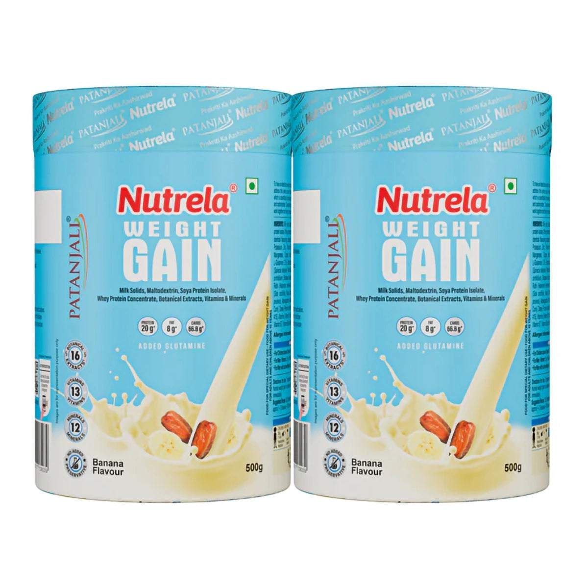 Patanjali Nutrela Weight Gain - Banana Flavor - 500g (pack of 2)