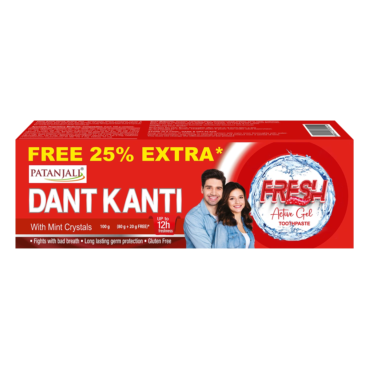 Dant Kanti Fresh Active Gel Toothpaste 80g+25%extra