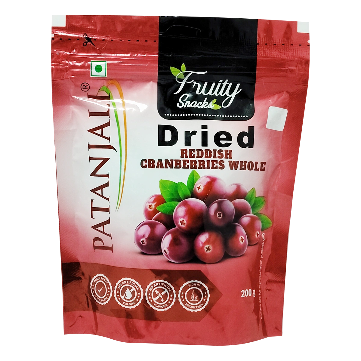 【Patanjali】 Dried Reddish Cranberries Whole｜ドライクランベリー ホール｜200g
