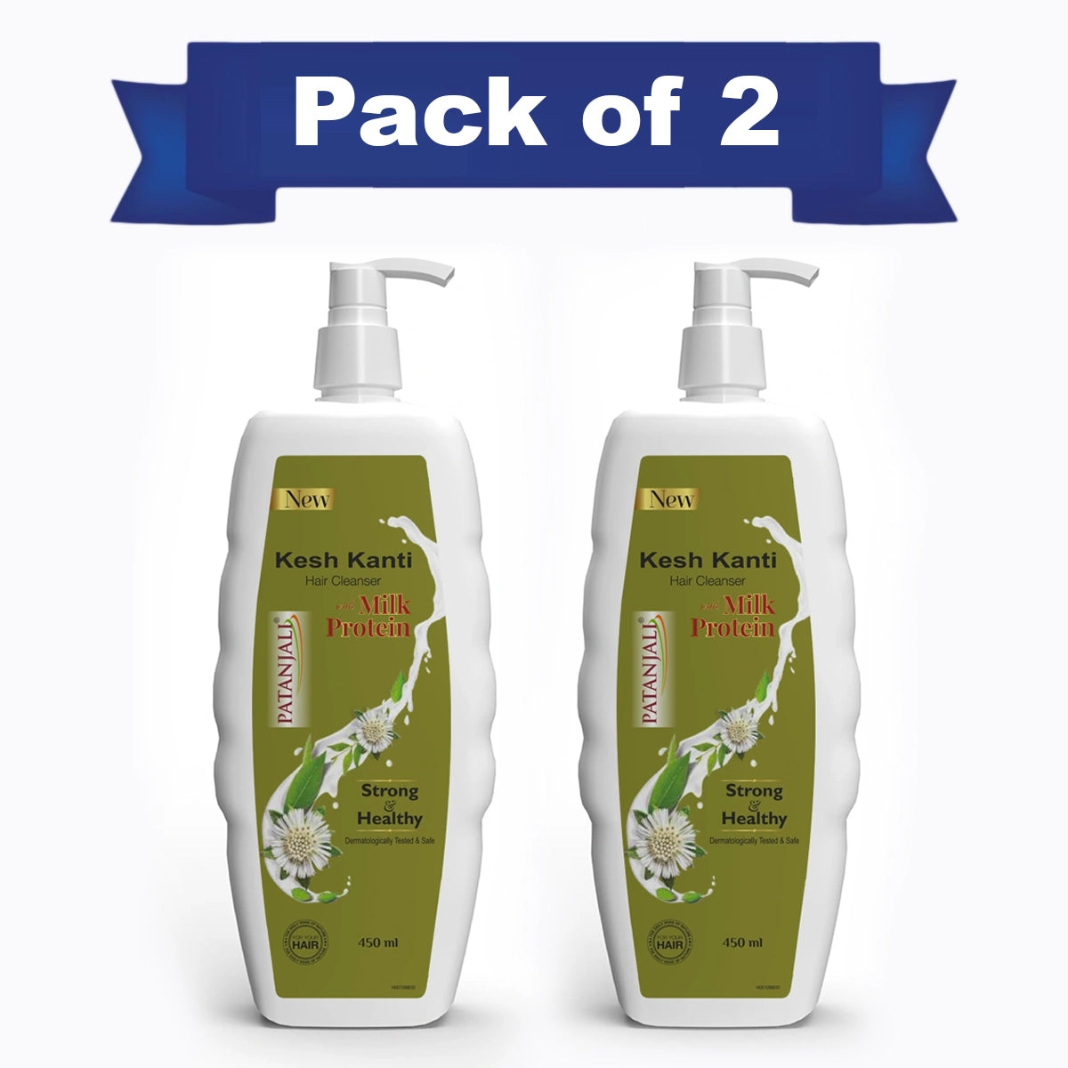 【Patanjali】 Milk Protein Hair Cleanser 450 ml (Pack of 2)｜ミルクプロテイン ヘアクレンザー（シャンプー）｜450ml×2本