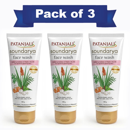 【Patanjali】 Saundarya Face Wash 100 g (Pack of 3)｜サウンダリヤ フェイスウォッシュ 3本セット｜100g×3