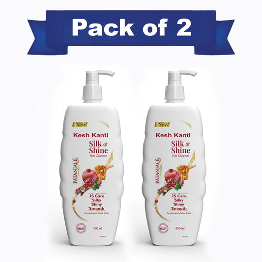 【Patanjali】 Kesh Kanti Hair Cleanser Silk & Shine 450 ml (Pack of 2)｜ケシュカンティ ヘアクレンザー シルク＆シャイン 2本セット｜450ml×2