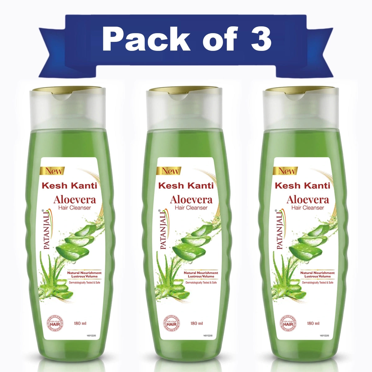 【Patanjali】 Kesh Kanti Aloevera Hair Cleanser 180 ml (Pack of 3)｜ケシュカンティ アロエベラ ヘアクレンザー 3本セット｜180ml×3