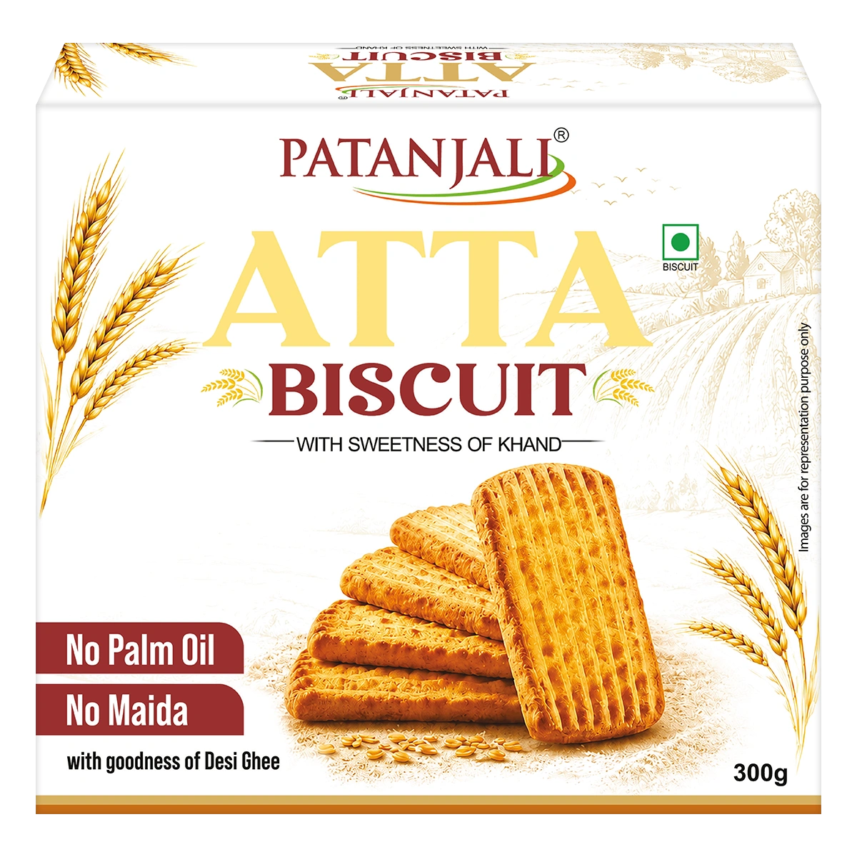 【Patanjali】 Atta Biscuit｜アタ（全粒小麦）ビスケット｜300g