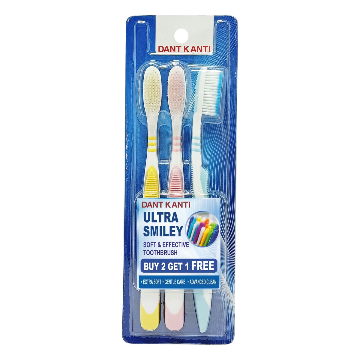 【Patanjali】 Dant Kanti Ultra Smiley Toothbrush (Buy 2 Get 1)｜ダントカンティ ウルトラ スマイリー 歯ブラシ 3本セット