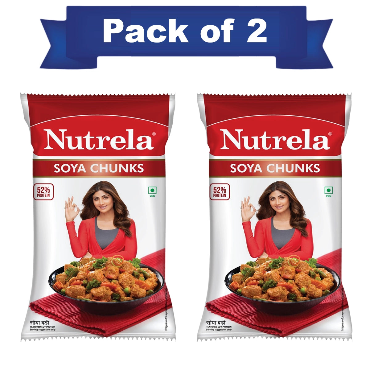 【Patanjali】 Nutrela Soya TSP Chunks 1 kg (Pack of 2)｜ニュートレラ ソヤ チャンク（大豆ミート）1kg×2 袋