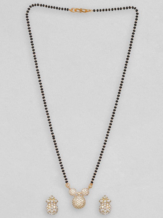 American Diamond Zirconia Mangalsutra Pendant Set Gold