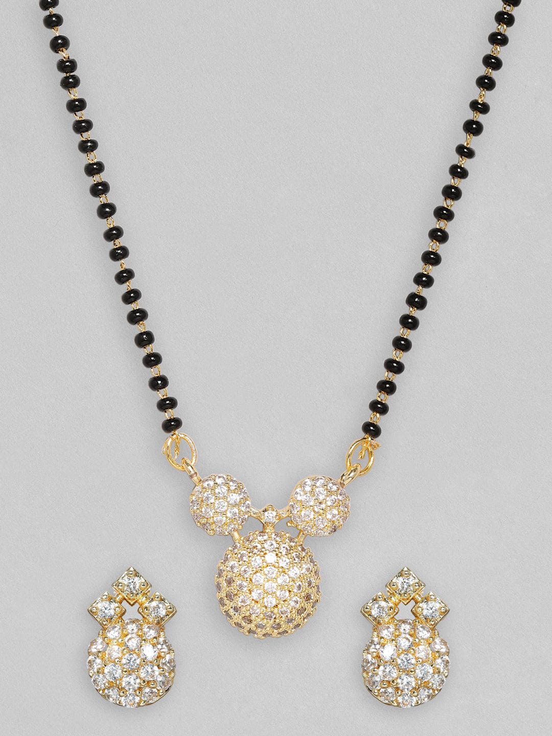 American Diamond Zirconia Mangalsutra Pendant Set Gold