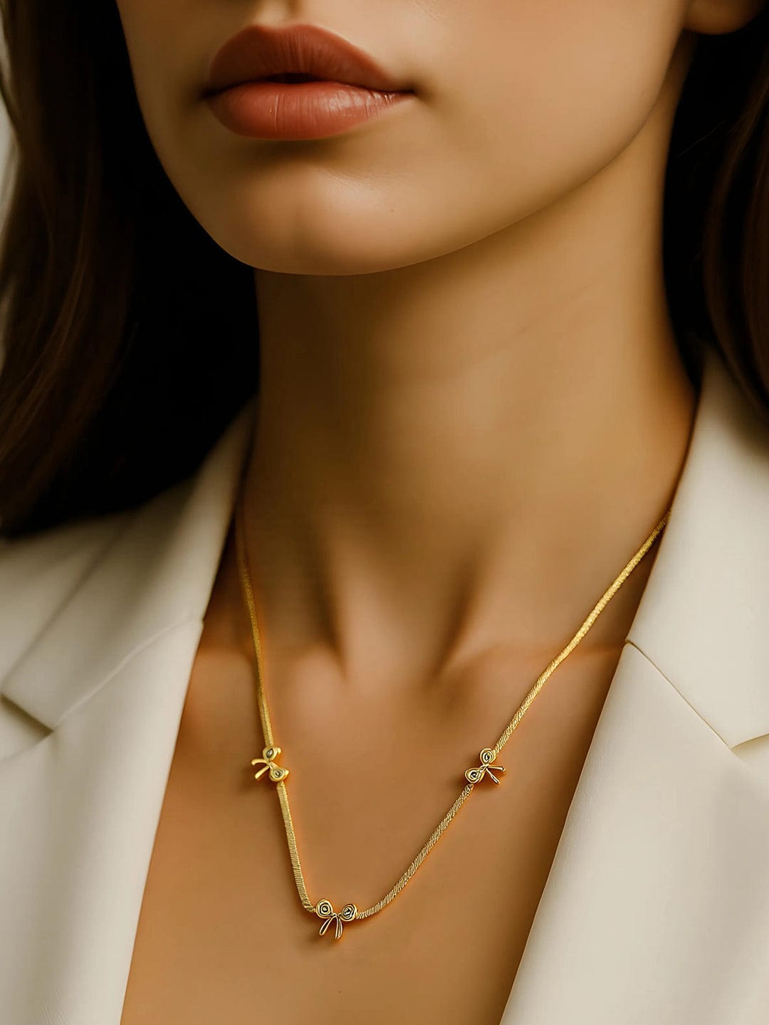 Luminous Bows Stainless Steel Necklace Chain Gold