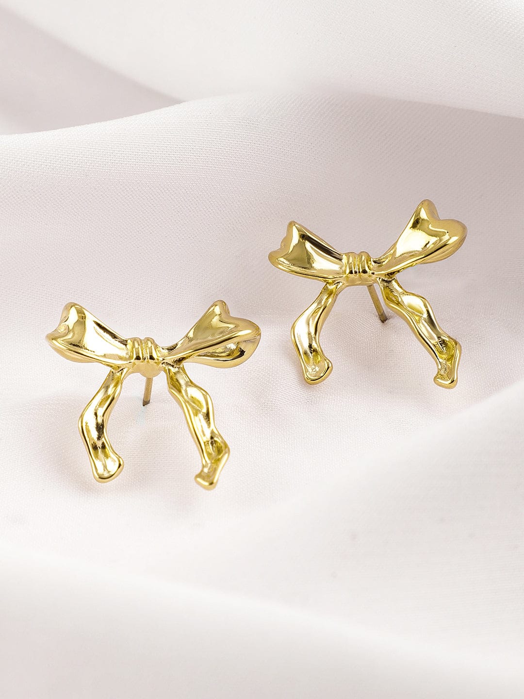 Golden Bow Stud Earrings Gold